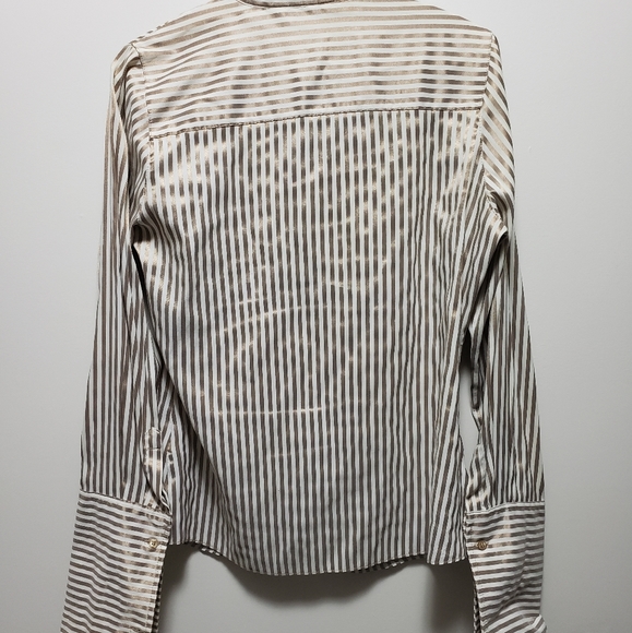 Autograph Marks and Spencer Gold Pinstripe Morrocan Dress Shirt Women's - Picture 2 of 8